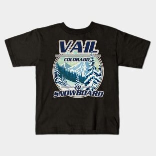 Vail Colorado Snowboarding logo Kids T-Shirt